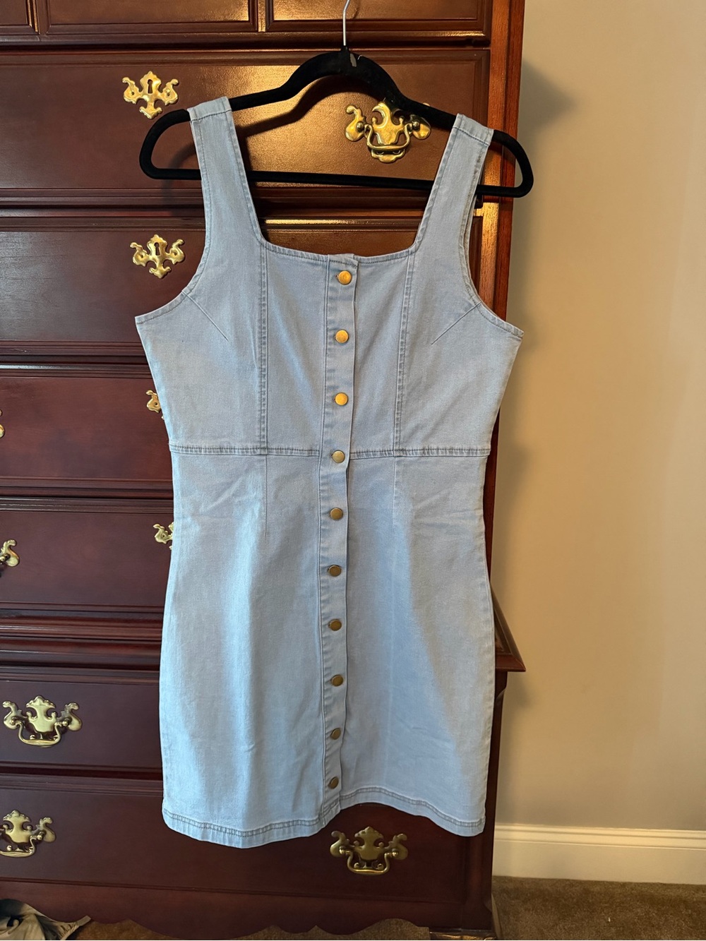 Light Blue Denim Button-Front Women's Dress